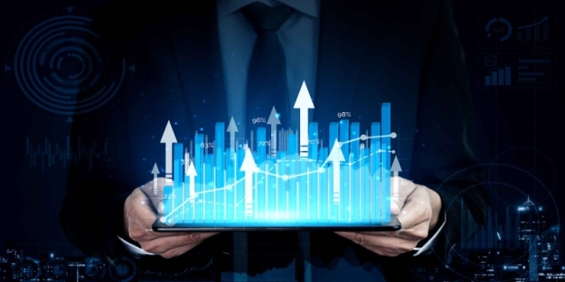 A person holding a tablet with arrows pointing up AI-generated content may be incorrect.